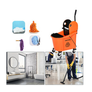 Κουβάς Σφουγγαρίσματος με Ρόδες και Πρέσα Σφουγγαρίστρας 36 Lt HOMCOM 720-015OG - Image 4