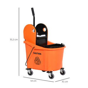 Κουβάς Σφουγγαρίσματος με Ρόδες και Πρέσα Σφουγγαρίστρας 36 Lt HOMCOM 720-015OG - Image 5