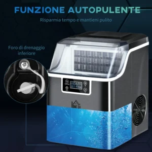 Ice Maker 20 kg σε 24 ώρες, 24 κύβοι σε 14-18 λεπτά και σύστημα αυτοκαθαρισμού, μαύρο 800-139V90BK - Image 6