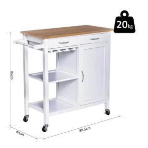 Ξύλινο Πολυλειτουργικό Τρόλεϊ Κουζίνας 88.5 x 40 x 86 cm HOMCOM 801-069 - Image 3