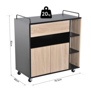 Τροχήλατο Ξύλινο Πολυλειτουργικό Ντουλάπι Κουζίνας 76.5 x 40 x 82 cm HOMCOM 801-077 - Image 5