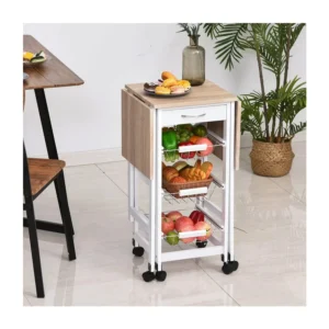 Πολυμορφικό Μεταλλικό Τρόλεϊ Κουζίνας με 1 Συρτάρι και 3 Καλάθια 77.5 x 97.2 x 37 cm HOMCOM 801-125 - Image 2