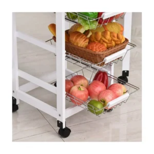 Πολυμορφικό Μεταλλικό Τρόλεϊ Κουζίνας με 1 Συρτάρι και 3 Καλάθια 77.5 x 97.2 x 37 cm HOMCOM 801-125 - Image 3