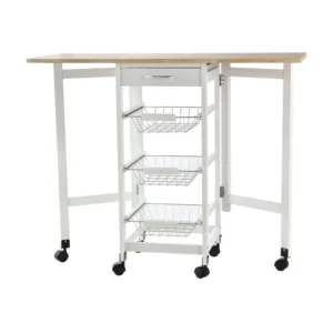 Πολυμορφικό Μεταλλικό Τρόλεϊ Κουζίνας με 1 Συρτάρι και 3 Καλάθια 77.5 x 97.2 x 37 cm HOMCOM 801-125 - Image 6