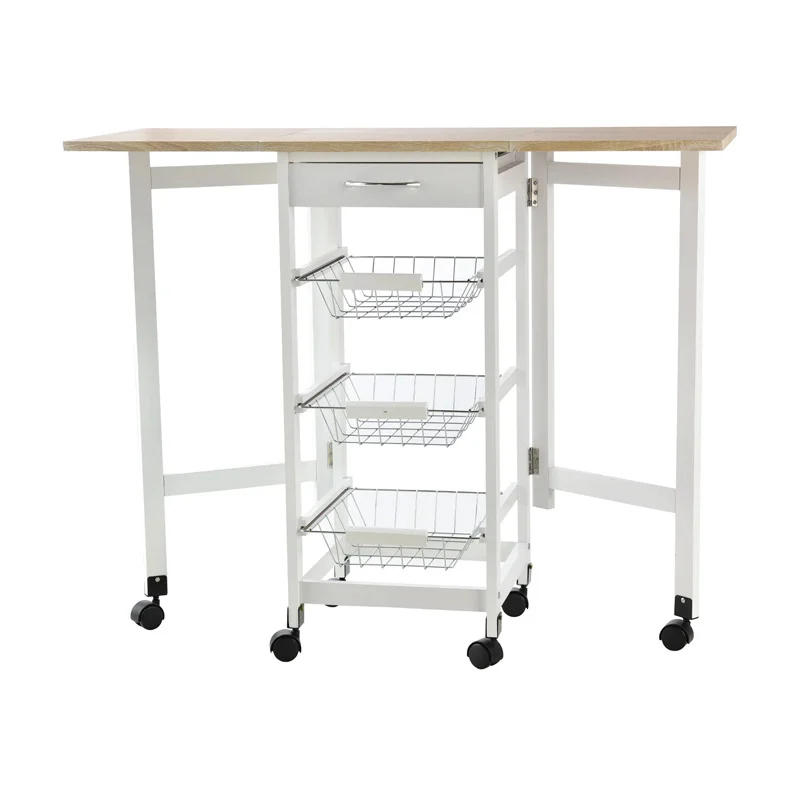 Πολυμορφικό Μεταλλικό Τρόλεϊ Κουζίνας με 1 Συρτάρι και 3 Καλάθια 77.5 x 97.2 x 37 cm HOMCOM 801-125 Πολυμορφικό Μεταλλικό Τρόλεϊ Κουζίνας με 1 Συρτάρι και 3 Καλάθια 77.5 x 97.2 x 37 cm HOMCOM 801-125