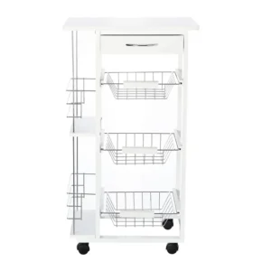 Πολυλειτουργικό Ξύλινο Τρόλεϊ Κουζίνας 83 x 47 x 37 cm HOMCOM 801-130WT - Image 2