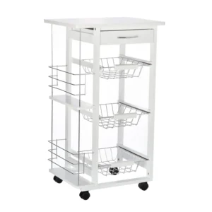 Πολυλειτουργικό Ξύλινο Τρόλεϊ Κουζίνας 83 x 47 x 37 cm HOMCOM 801-130WT - Image 5