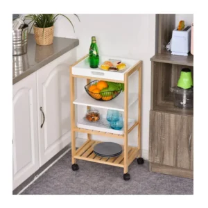 Ξύλινο Τρόλεϊ Κουζίνας με 4 Ράφια 76 x 40 x 30 cm HOMCOM 801-131 - Image 3