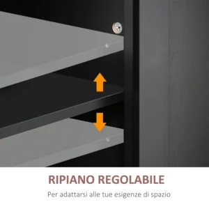 Τροχήλατο Έπιπλο Κουζίνας με 2 Ντουλάπια και 2 Συρτάρια 111 x 44.5 x 82.5 cm Χρώματος Μαύρο HOMCOM 801-161BK - Image 3