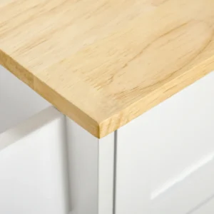 Ξύλινο καρότσι κουζίνας πολλαπλών χρήσεων HOMCOM με 2 συρτάρια, ντουλάπι και 4 ρόδες, 104x46x91cm - Λευκό 801-203 - Image 7