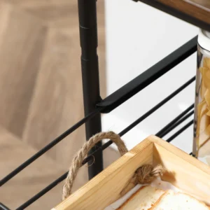 Τρόλεϊ κουζίνας HOMCOM με 2 αφαιρούμενα μεταλλικά καλάθια, 2 ράφια από μοριοσανίδες και πλαϊνούς γάντζους, 40x38x111 cm 801-224 - Image 6