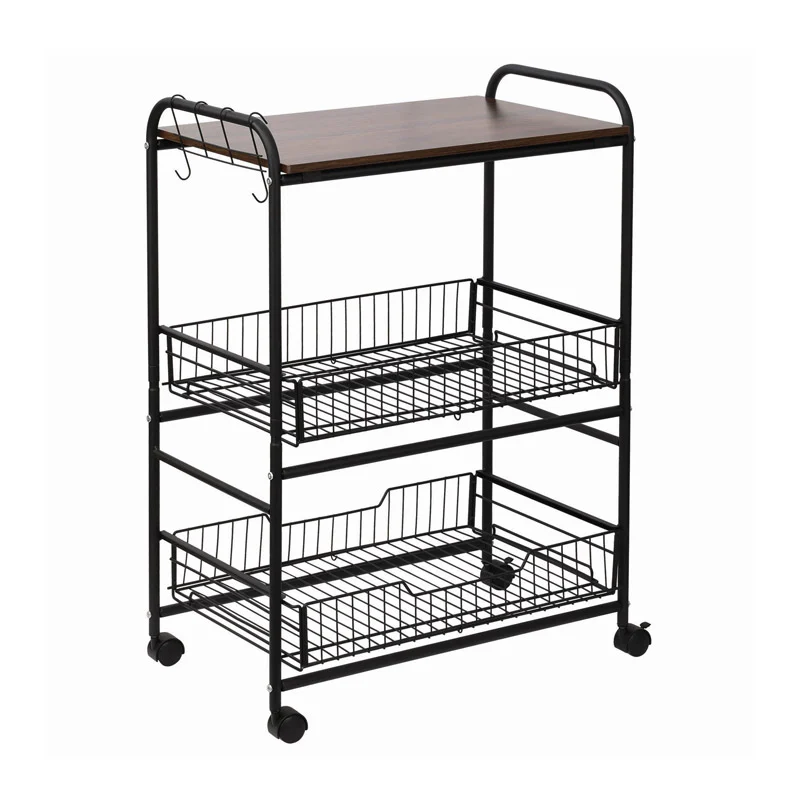 Μεταλλικό Τρόλεϊ Κουζίνας με 1 Ράφι και 2 Καλάθια 60 x 38 x 85.5 cm HOMCOM 801-225 Μεταλλικό Τρόλεϊ Κουζίνας με 1 Ράφι και 2 Καλάθια 60 x 38 x 85.5 cm HOMCOM 801-225