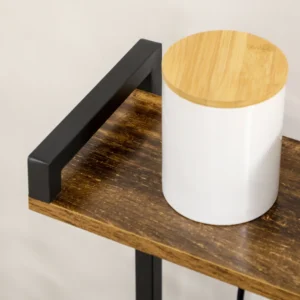 HOMCOM Ράφι Κουζίνας Πολυπρίζα για φούρνο μικροκυμάτων με ράφια και διχτυωτό καλάθι, 90x42x130cm, καφέ 801-319V90RB - Image 5