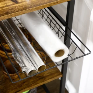 HOMCOM ντουλάπι κουζίνας από μοριοσανίδες 3 ραφιών με υποδοχή, θύρα USB και κάδο απορριμμάτων, 90x40x83cm 801-321V00RB - Image 6