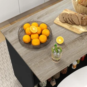 HOMCOM Kitchen Island με 2 ανοιχτά ράφια και 2 ντουλάπια, σε MDF, 105x60x82 cm, δρυς και μαύρο χρώμα 801-354V80BK - Image 6