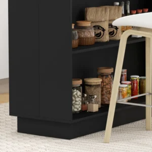 HOMCOM Kitchen Island με 2 ανοιχτά ράφια και 2 ντουλάπια, σε MDF, 105x60x82 cm, δρυς και μαύρο χρώμα 801-354V80BK - Image 7