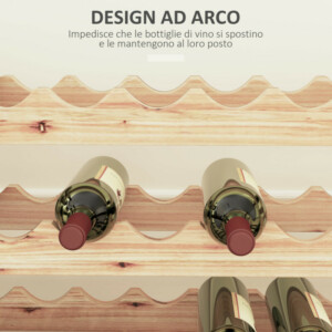 HOMCOM  Ραφιέρα Κρασιών από Ξύλο Πεύκου, Κάβα Κρασιών με 8 Ράφια για 96 Μπουκάλια, 114x28x113.5 εκ., Χρώμα Ξύλου  801-369V03ND - Image 4