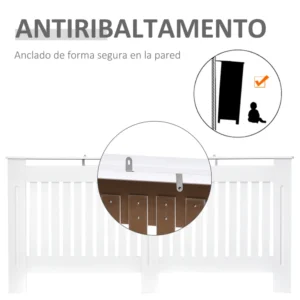 Κάλυμμα καλοριφέρ από ξύλο Homcom Λευκό MDF, 172x19x81cm 820-031 - Image 5