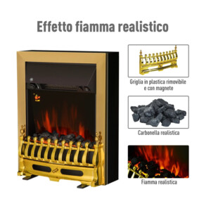 Επιδαπέδιο Ηλεκτρικό Τζάκι με Εφέ Φλόγας 2000 W 48.2 x 18.5 x 59.2 cm HOMCOM 833-889PK 820-043 - Image 2