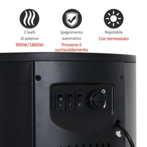 HOMCOM Ηλεκτρικό τζάκι δαπέδου ισχύος 900W / 2000W με εφέ φλόγας 41 41 64,5cm Μαύρο 820-087 - Image 5