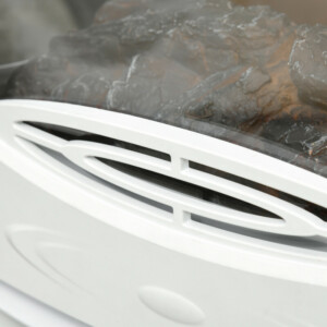 HOMCOM Ηλεκτρικό τζάκι με εφέ φλόγας και 3 ανοιχτές πλευρές ρυθμιζόμενη κάλυψη θερμοκρασίας 20-25m² - Λευκό 820-222V90WT - Image 7