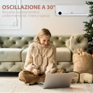 HOMCOM Ηλεκτρικός Θερμαντήρας Τοίχου με 3 Λειτουργίες και Χρονοδιακόπτη 12h σε PP και PA 56x18.5x11.7 cm Λευκό και Ασημί 820-252 - Image 7