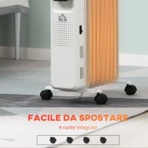 Καλοριφέρ λαδιού HOMCOM 9 Elements, Ρυθμιζόμενη θερμοκρασία, 3 επίπεδα θέρμανσης και χρονοδιακόπτης, 42,5x24x63cm - Λευκό 820-261V90 - Image 6