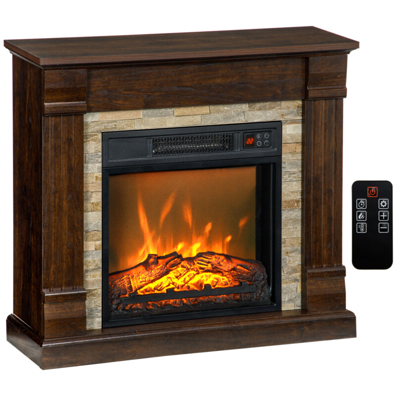 HOMCOM Εντοιχισμένο Ηλεκτρικό Τζάκι Δαπέδου με Χρονοδιακόπτη