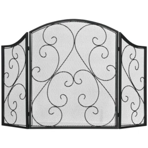 HOMCOM Τζάκι Σπαρκαδόρος 3 Πάνελ σε Μεταλλικό με Πτυσσόμενο Σχέδιο