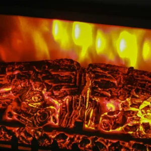 HOMCOM  Ηλεκτρικό Τζάκι 1800W με Εφέ Φλόγας σε 3 Εντάσεις, από Μέταλλο και Γυαλί, 36x21x47 εκ., Μαύρο  820-407V90BK - Image 6