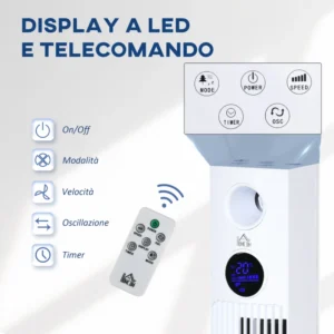 Ανεμιστήρας Tower 45W με 3 λειτουργίες και 3 ταχύτητες με χρονοδιακόπτη 12 ωρών και διαχύτη, 31,5x31,5x96 cm, Λευκό 824-050V90WT - Image 6