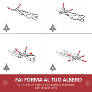 Χριστουγεννιάτικο Δέντρο με 230 Φωτάκια LED και Έγχρωμες Οπτικές Ίνες 180 cm HOMCOM 830-023 - Image 4