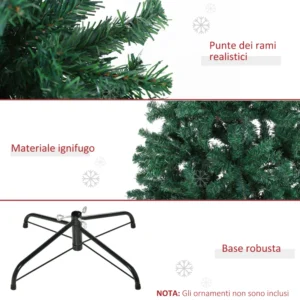 Τεχνητό Χριστουγεννιάτικο Δέντρο με 1000 Κλαδιά και Ατσάλινη Βάση 180 cm HOMCOM 830-245 - Image 3