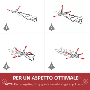 Τεχνητό Χριστουγεννιάτικο Δέντρο με 1000 Κλαδιά και Ατσάλινη Βάση 180 cm HOMCOM 830-245 - Image 4