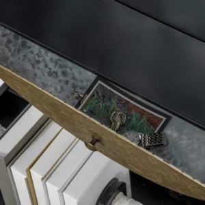 HOMCOM Στρογγυλός Καθρέφτης Τοίχου Ø61cm με Συρτάρι και Μαύρο Μεταλλικό Σκελετό 830-474 - Image 6