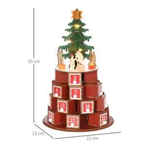 Christmas Cone Advent Calendar με 10 Φωτάκια LED 22 x 22 x 35 cm HOMCOM 830-520V00MX - Image 2