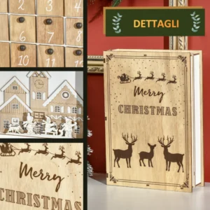 Ξύλινο Christmas Advent Calendar με Χριστουγεννιάτικα Θέματα 22 x 7 x 32 cm HOMCOM 830-521V00MX - Image 3