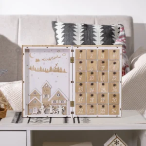 Ξύλινο Christmas Advent Calendar με Χριστουγεννιάτικα Θέματα 22 x 7 x 32 cm HOMCOM 830-521V00MX - Image 7