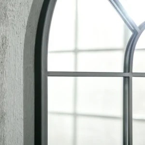 HOMCOM Μοντέρνος Επιτοίχιος και Τοξοειδής Καθρέφτης 91x60 cm για Υπνοδωμάτιο και Σαλόνι, Μαύρο Μεταλλικό και Γυαλί 830-631V01BK - Image 5