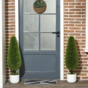 HOMCOM Σετ 2 ψεύτικα φυτά κυπαρισσιού με γλάστρες Ø12x16 cm, βρύα και τσιμέντο, σε PE και πλαστικό, πράσινο και λευκό 830-708V00GN - Image 5