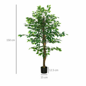 HOMCOM Τεχνητό Φυτό Ficus Ύψος 150 cm για χρήση σε εσωτερικούς και εξωτερικούς χώρους με περιλαμβάνεται γλάστρα 830-799V00GN - Image 2
