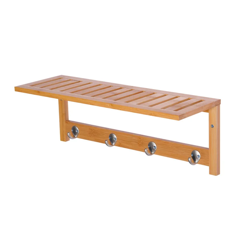 Επιτοίχιο Ξύλινο Ράφι από Μπαμπού με 4 Άγκιστρα 50 x 17 x 20 cm HOMCOM 831-198 Επιτοίχιο Ξύλινο Ράφι από Μπαμπού με 4 Άγκιστρα 50 x 17 x 20 cm HOMCOM 831-198