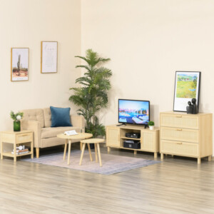 HOMCOM Μοντέρνο Κομοδίνο με Συρτάρι και Κάτω Αποθηκευτικό Ράφι, σε MDF, 40x40x48 cm, Χρώμα ξύλου 831-380 - Image 6