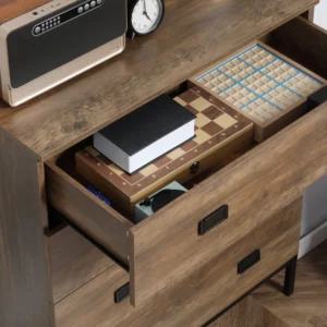 HOMCOM Συρταριέρα μοριοσανίδα με 4 συρτάρια και μεταλλική για σαλόνι και κρεβατοκάμαρα, 80x39x95 cm, καφέ 831-490CF - Image 7