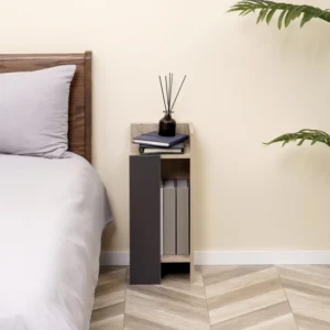 HOMCOM Μοντέρνο Γκρι Κομοδίνο με Ανοιχτό Ράφι, Σετ μοριοσανίδας 2 τεμαχίων για Υπνοδωμάτιο και Σαλόνι, 27x25x60cm 831-570V00GY - Image 5