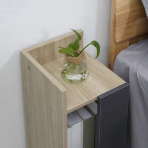 HOMCOM Μοντέρνο Γκρι Κομοδίνο με Ανοιχτό Ράφι, Σετ μοριοσανίδας 2 τεμαχίων για Υπνοδωμάτιο και Σαλόνι, 27x25x60cm 831-570V00GY - Image 6