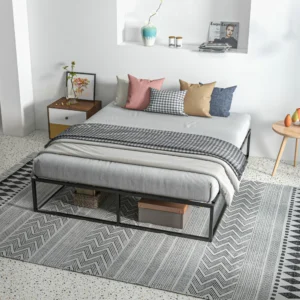 HOMCOM Σκελετός κρεβατιού με πηχάκια από κόντρα πλακέ και κάτω δοχείο, 190x160x35cm, μαύρο και χρώμα ξύλου 831-655V01BK - Image 5