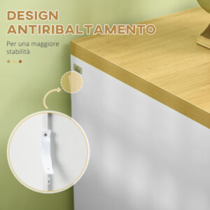 HOMCOM Μοντέρνα συρταριέρα με 6 συρτάρια σε μοριοσανίδα για κρεβατοκάμαρα και είσοδο, 140x37x75cm, λευκό και χρώμα ξύλου 831-672V00WT - Image 4