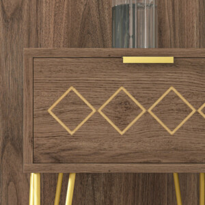 HOMCOM Μοντέρνα κομοδίνα Σετ 2 τεμαχίων σε μοριοσανίδα και ατσάλι με συρτάρι, 39,5x41x49 cm, καφέ 831-683V02BN - Image 7