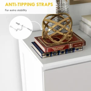 HOMCOM Συρταριέρα με 5 ξύλινα συρτάρια με αυλακωτά χερούλια, 60x38x100cm, Λευκό 831-690V81WT - Image 4